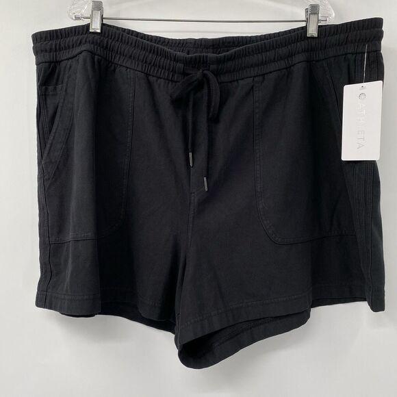 Athleta Women's 26 Organic Cotton Blend UPF Black Mid Rise Farallon Shorts NWT - Picture 2 of 7